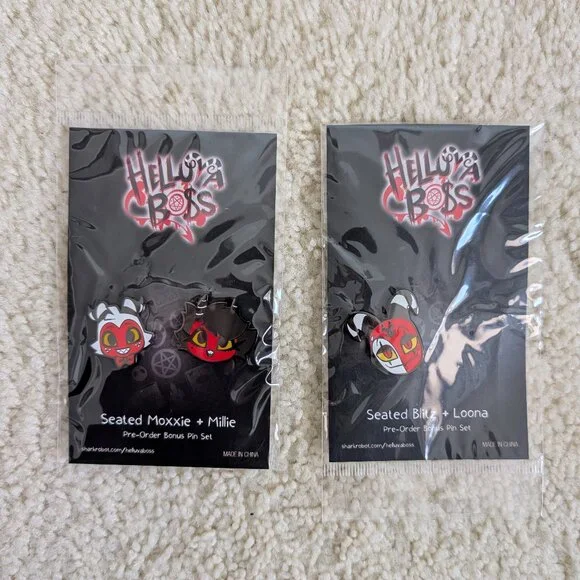 Helluva Boss Millie Moxxie Blitzø Seated Plush Bundle Brand New! - Picture 3 of 5